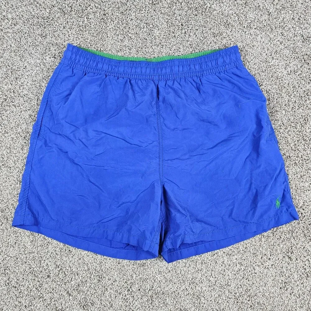 Vintage Polo Ralph Lauren Swim Trunks Men Large Blue Board Shorts Mesh Lined 90s
